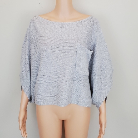 BCBGMaxazria grey knit crop poncho size S - Picture 1 of 11